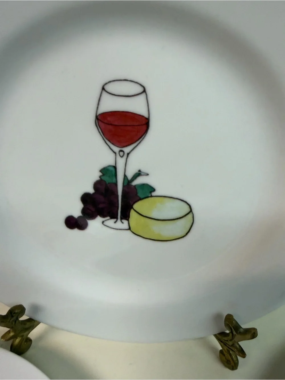 Set of 4 Ursula Dodge for Signature Housewares Porcelain Wine & Cheese Plates